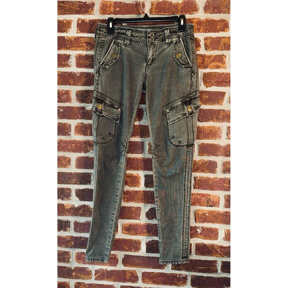 Free People olive color cargo pants slim fit size 27” - Picture 1 of 8
